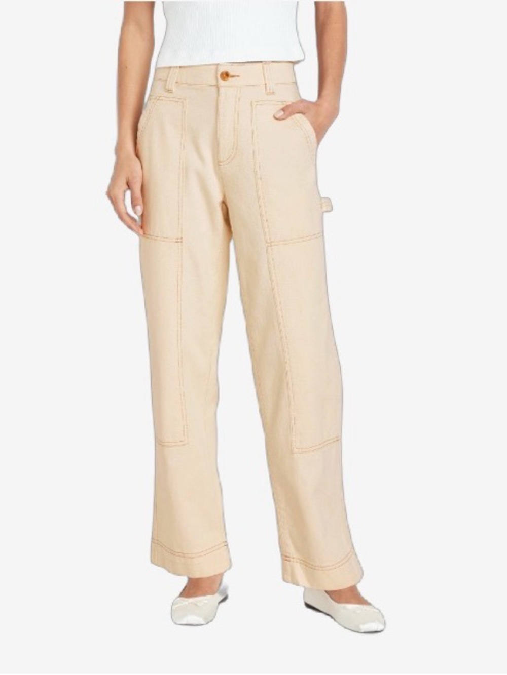 Old Navy Beige Straight-Leg Utility Pants